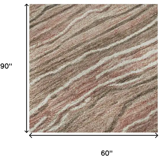 Coffee Copper And Beige Striped Washable Area Rug With UV Protection Photo 9