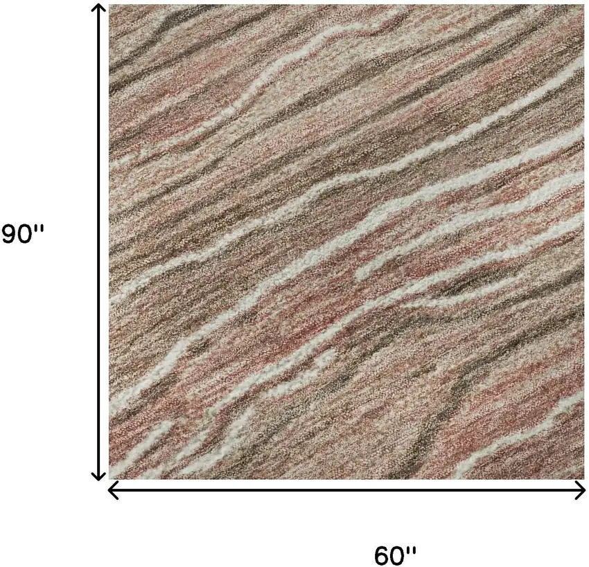 Coffee Copper And Beige Striped Washable Area Rug With UV Protection Photo 9