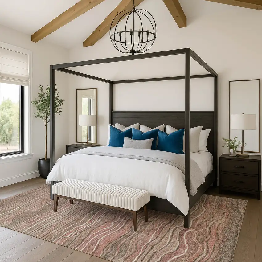 Coffee Copper And Beige Striped Washable Area Rug With UV Protection Photo 4