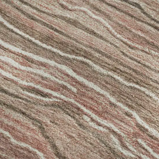 Coffee Copper And Beige Striped Washable Area Rug With UV Protection Photo 3