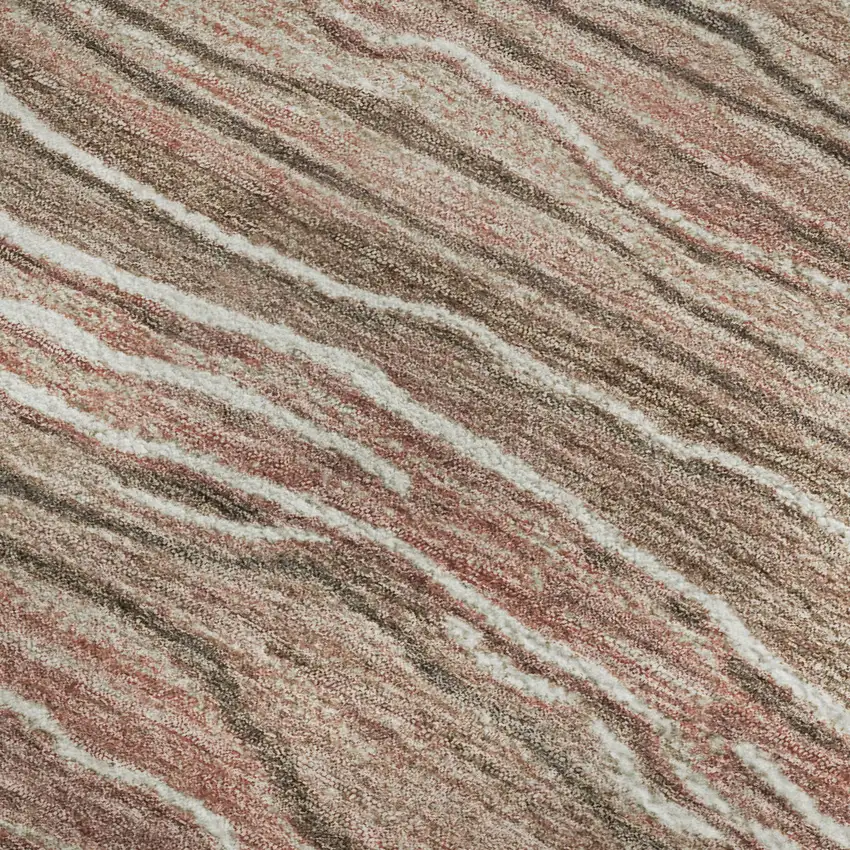 Coffee Copper And Beige Striped Washable Area Rug With UV Protection Photo 3