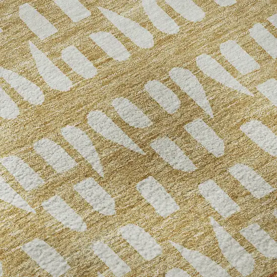 Coffee Copper And Ivory Geometric Washable Area Rug With UV Protection Photo 9