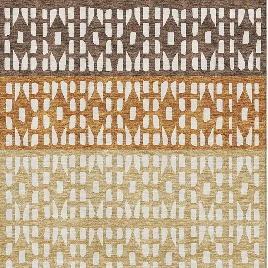 Coffee Copper And Ivory Geometric Washable Area Rug With UV Protection Photo 3