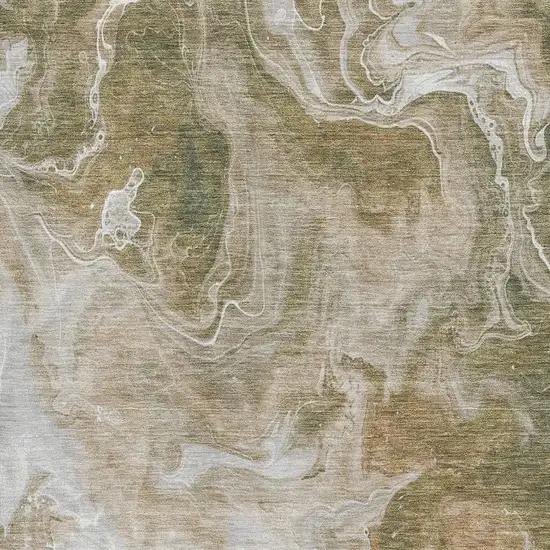 Coffee Copper And Silver Abstract Washable Area Rug With UV Protection Photo 2