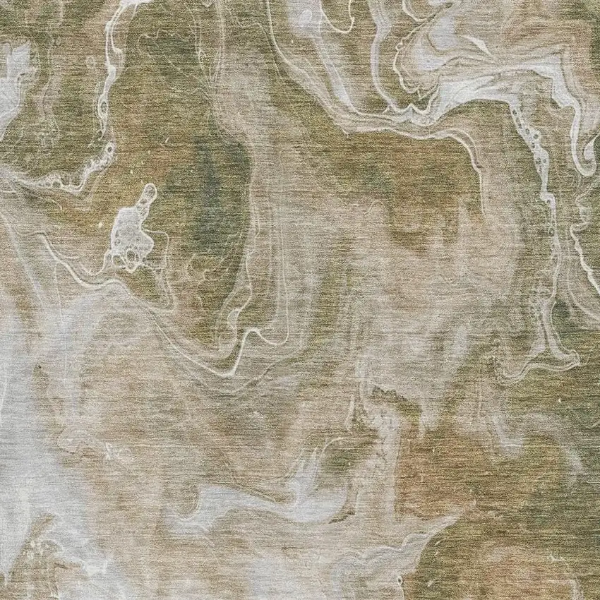 Coffee Copper And Silver Abstract Washable Area Rug With UV Protection Photo 2