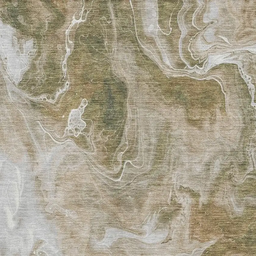 Coffee Copper And Silver Abstract Washable Area Rug With UV Protection Photo 2