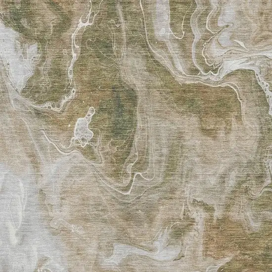 Coffee Copper And Silver Abstract Washable Area Rug With UV Protection Photo 2