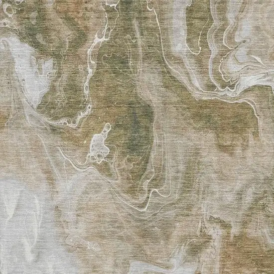 Coffee Copper And Silver Abstract Washable Area Rug With UV Protection Photo 2