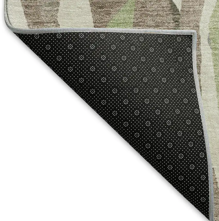 Coffee Fern Green And Khaki Striped Washable Indoor Outdoor Area Rug Photo 4