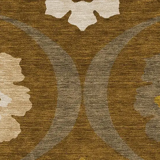 Coffee Gold And Beige Medallion Washable Area Rug With UV Protection Photo 3