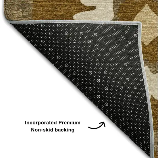 Coffee Gold And Beige Medallion Washable Area Rug With UV Protection Photo 7