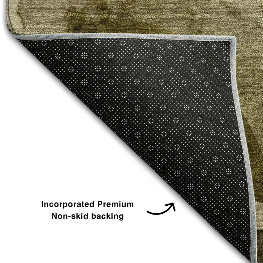 Coffee Gold And Ivory Abstract Washable Area Rug With UV Protection Photo 7