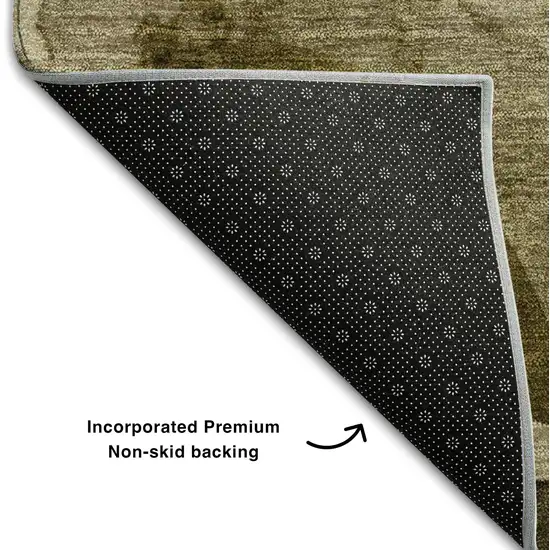 Coffee Gold And Ivory Abstract Washable Area Rug With UV Protection Photo 7