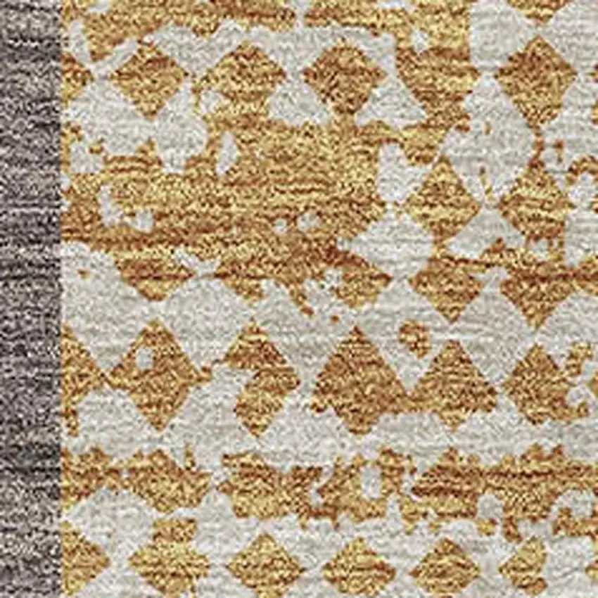 Coffee Gold And Ivory Geometric Washable Area Rug With UV Protection Photo 2