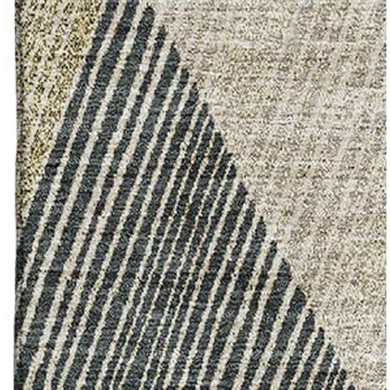 Coffee Gold And Taupe Geometric Washable Area Rug With UV Protection Photo 3