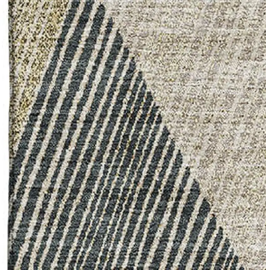 Coffee Gold And Taupe Geometric Washable Area Rug With UV Protection Photo 3
