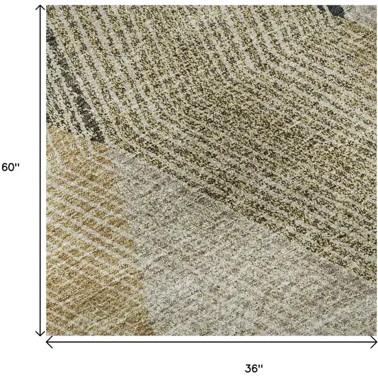 Coffee Gold And Taupe Geometric Washable Area Rug With UV Protection Photo 9