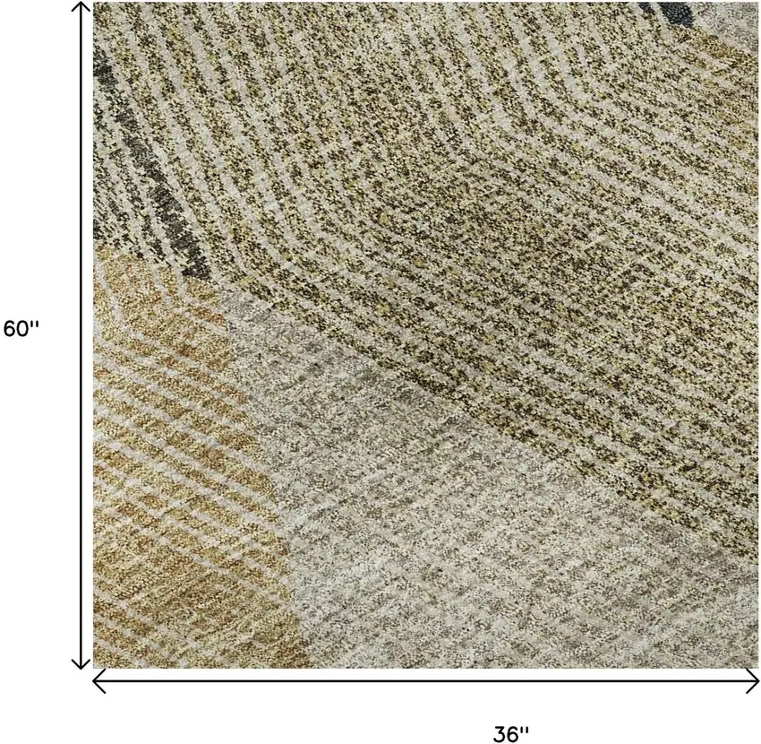 Coffee Gold And Taupe Geometric Washable Area Rug With UV Protection Photo 9