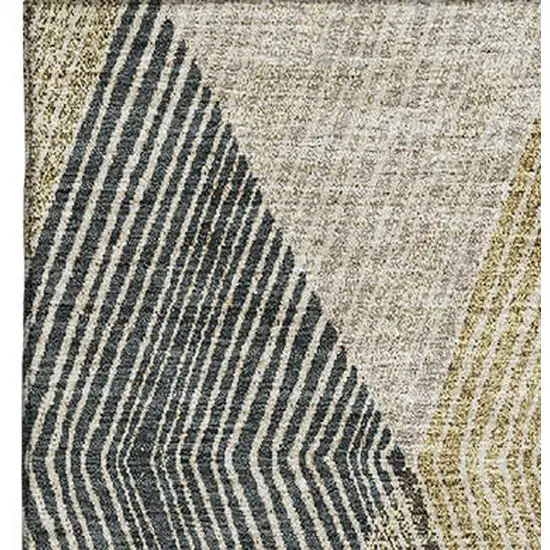 Coffee Gold And Taupe Geometric Washable Area Rug With UV Protection Photo 4