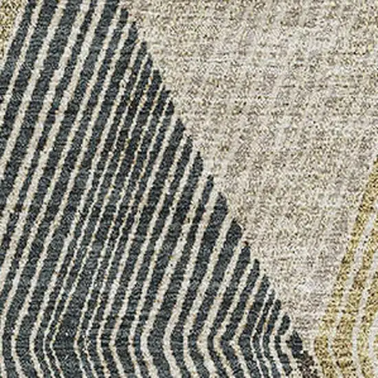 Coffee Gold And Taupe Geometric Washable Area Rug With UV Protection Photo 3