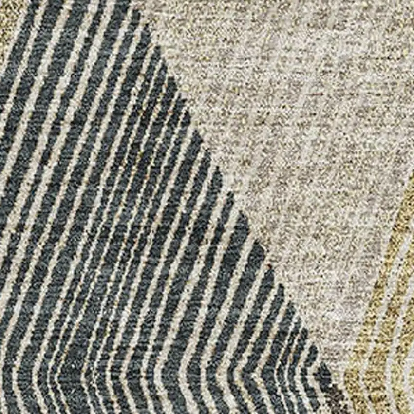 Coffee Gold And Taupe Geometric Washable Area Rug With UV Protection Photo 3