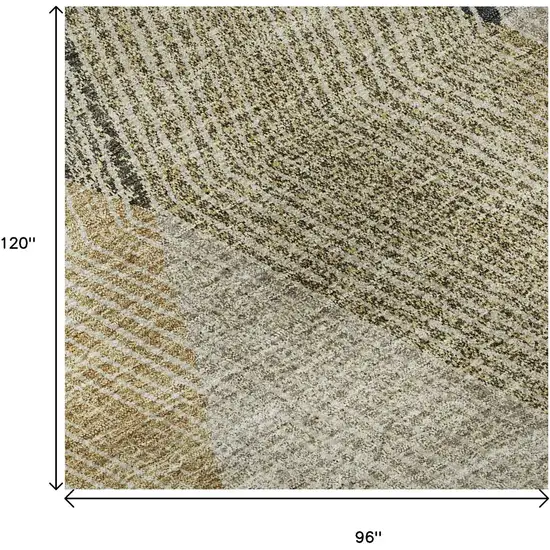 Coffee Gold And Taupe Geometric Washable Area Rug With UV Protection Photo 9