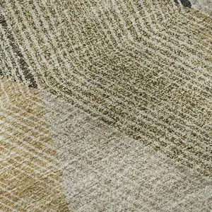 Photo of Coffee Gold And Taupe Geometric Washable Area Rug With UV Protection