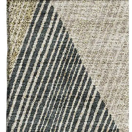 Coffee Gold And Taupe Geometric Washable Area Rug With UV Protection Photo 3