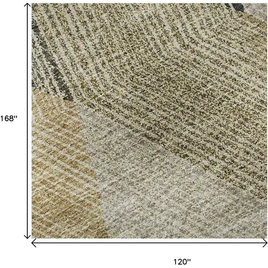 Coffee Gold And Taupe Geometric Washable Area Rug With UV Protection Photo 9