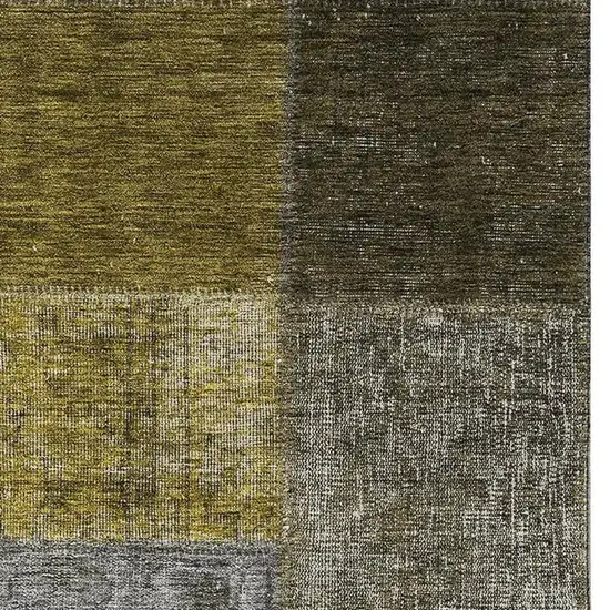 Coffee Gold And Taupe Patchwork Washable Area Rug With UV Protection Photo 3
