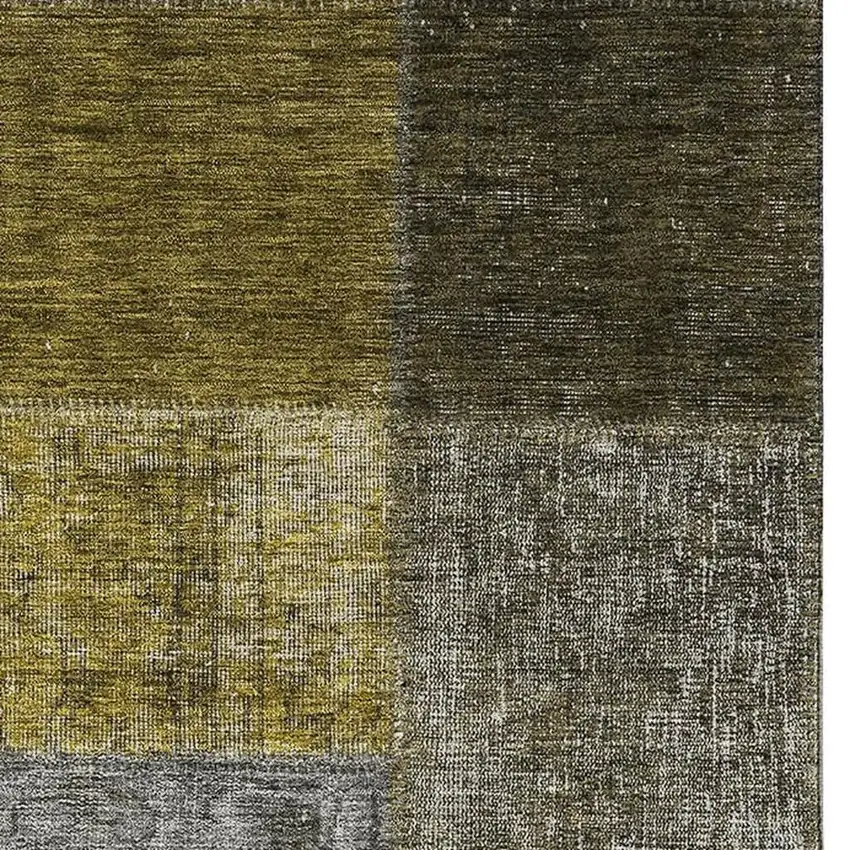 Coffee Gold And Taupe Patchwork Washable Area Rug With UV Protection Photo 3
