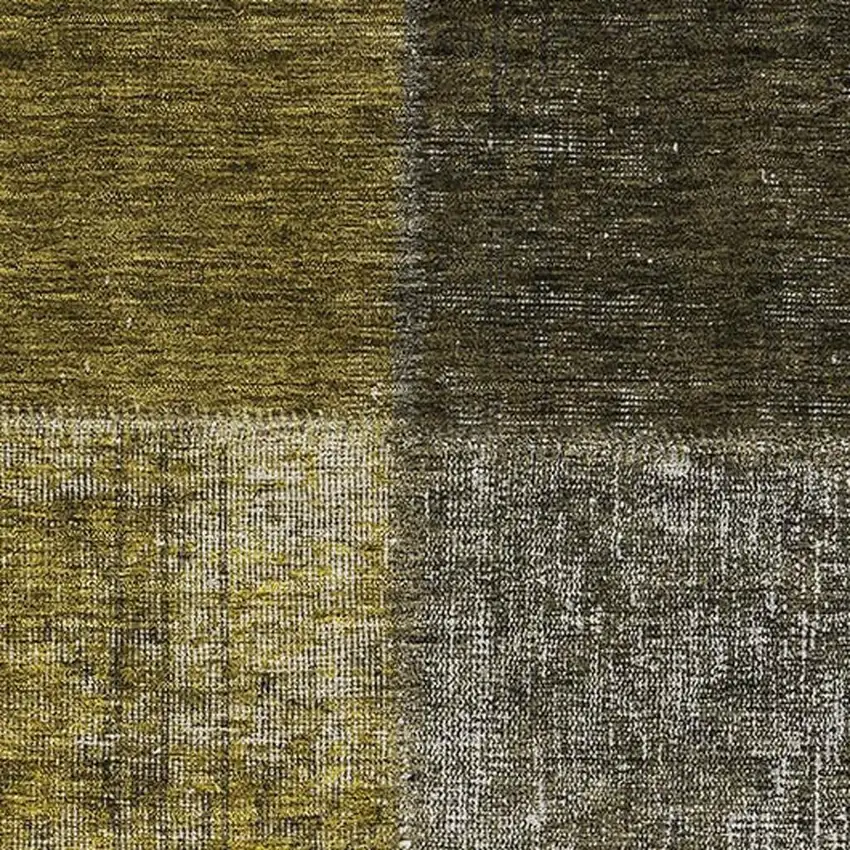 Coffee Gold And Taupe Patchwork Washable Area Rug With UV Protection Photo 2