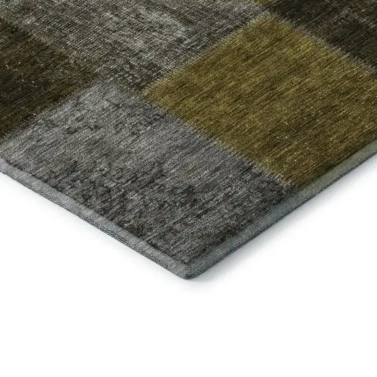 Coffee Gold And Taupe Patchwork Washable Area Rug With UV Protection Photo 7
