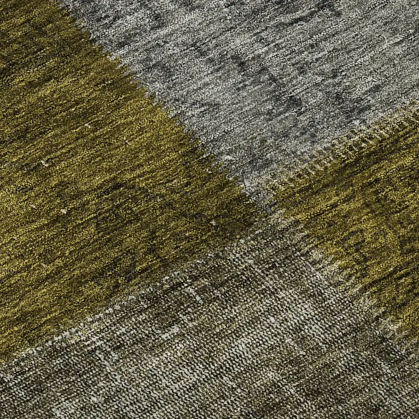 Coffee Gold And Taupe Patchwork Washable Area Rug With UV Protection Photo 9