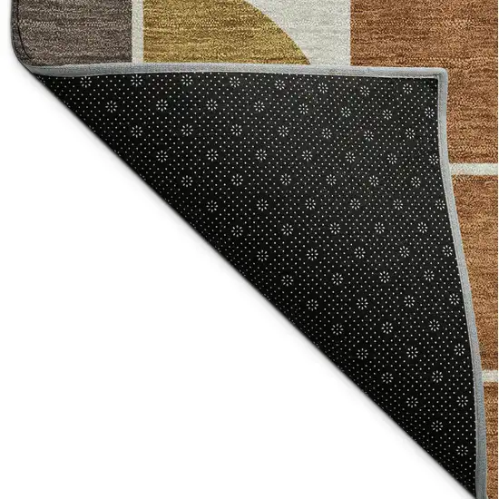 Coffee Gold Gray And Beige Geometric Washable Indoor Outdoor Area Rug Photo 9