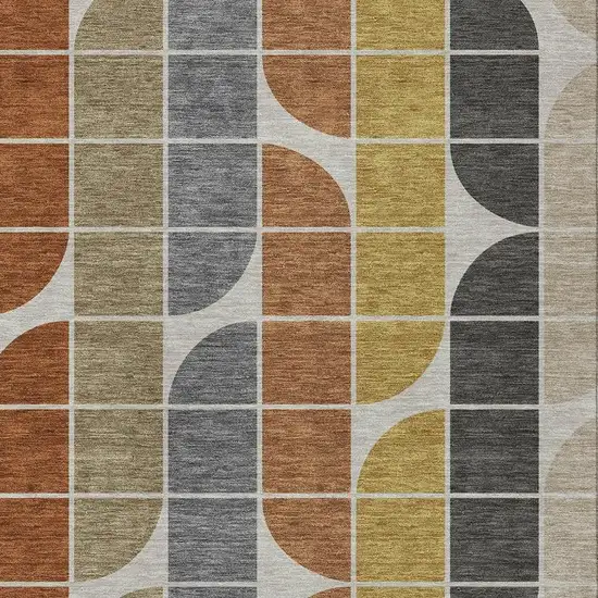 Coffee Gold Gray And Beige Geometric Washable Indoor Outdoor Area Rug Photo 2