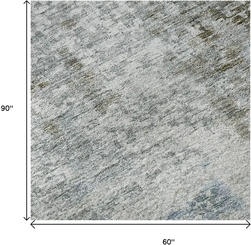 Coffee Gray And Blue Abstract Washable Area Rug With UV Protection Photo 9