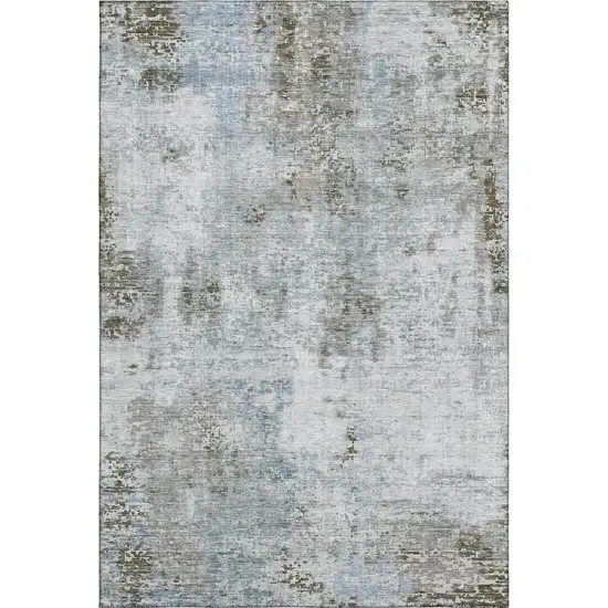 Coffee Gray And Blue Abstract Washable Area Rug With UV Protection Photo 5