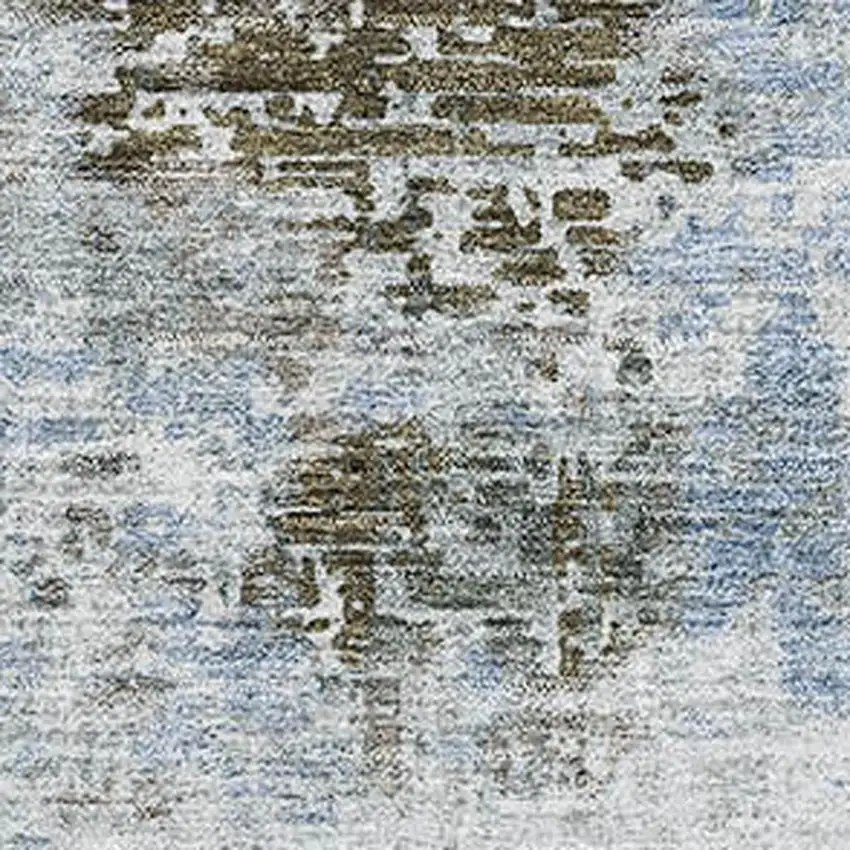 Coffee Gray And Blue Abstract Washable Area Rug With UV Protection Photo 4