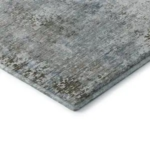 Photo of Coffee Gray And Blue Abstract Washable Area Rug With UV Protection