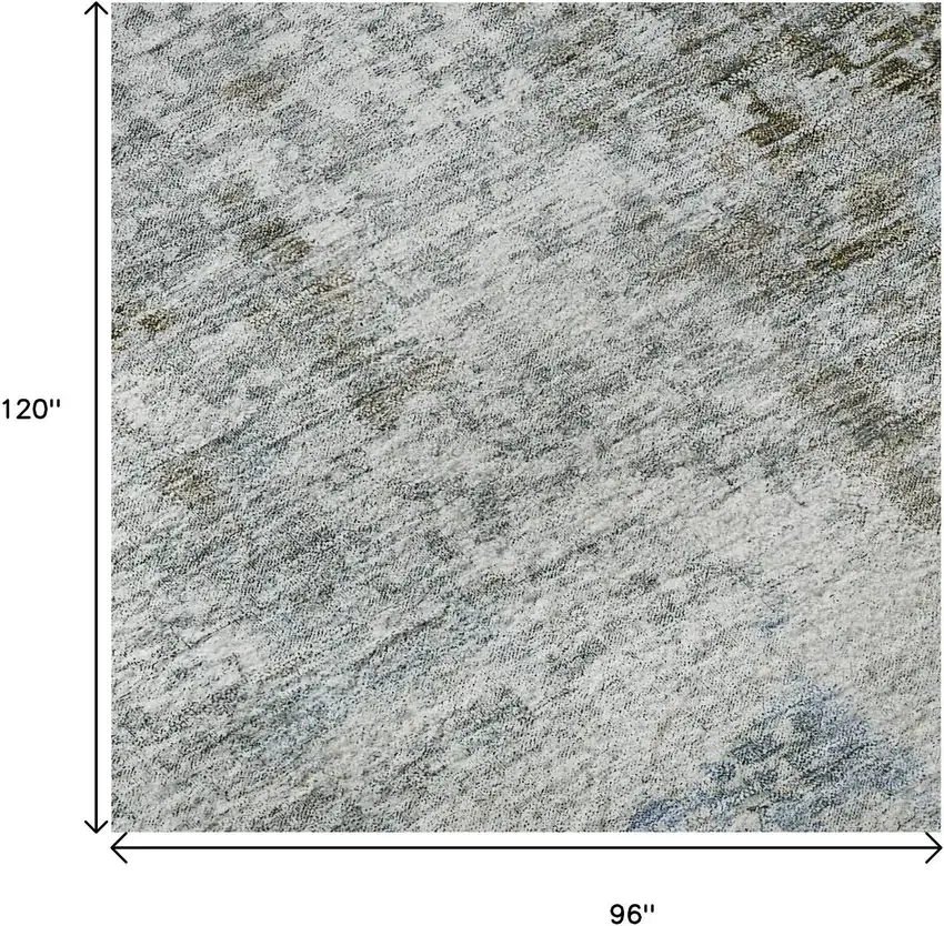 Coffee Gray And Blue Abstract Washable Area Rug With UV Protection Photo 9