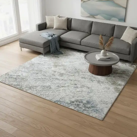 Coffee Gray And Blue Abstract Washable Area Rug With UV Protection Photo 2