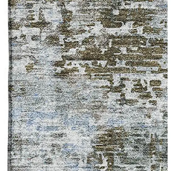 Coffee Gray And Blue Abstract Washable Area Rug With UV Protection Photo 4