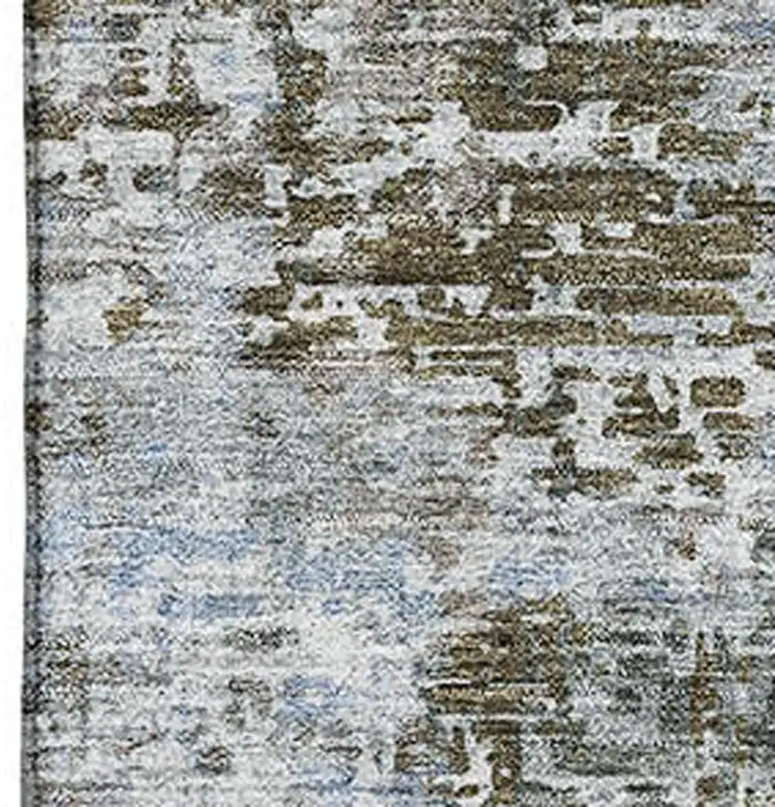 Coffee Gray And Blue Abstract Washable Area Rug With UV Protection Photo 4