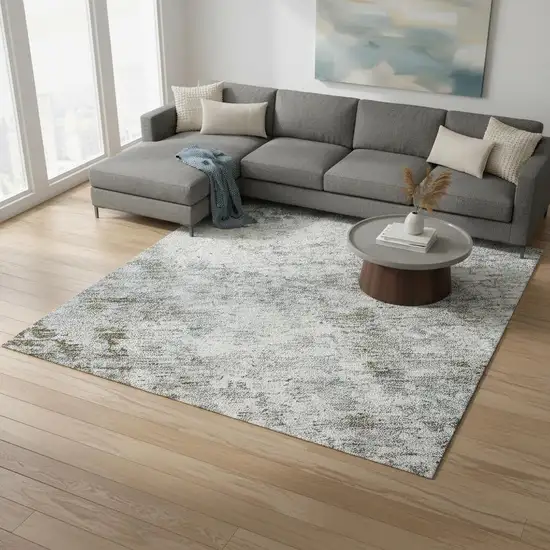 Coffee Gray And Blue Abstract Washable Area Rug With UV Protection Photo 2