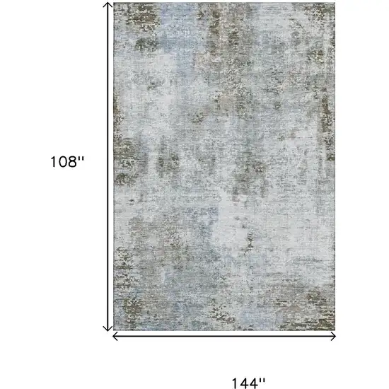 Coffee Gray And Blue Abstract Washable Area Rug With UV Protection Photo 3