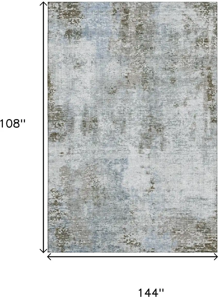 Coffee Gray And Blue Abstract Washable Area Rug With UV Protection Photo 3