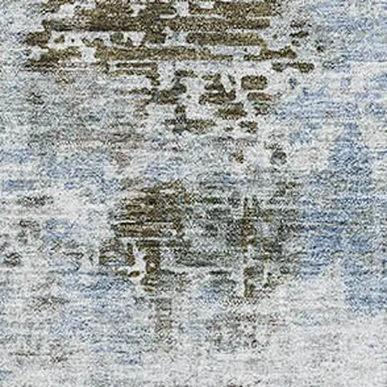 Coffee Gray And Blue Abstract Washable Area Rug With UV Protection Photo 6