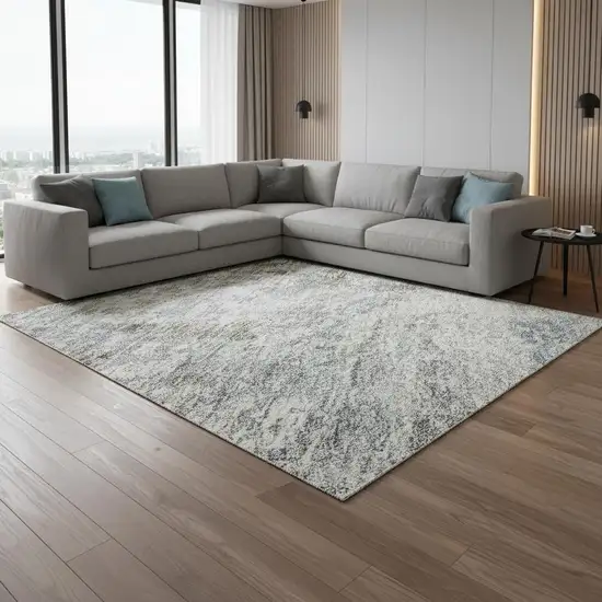 Coffee Gray And Blue Abstract Washable Area Rug With UV Protection Photo 2