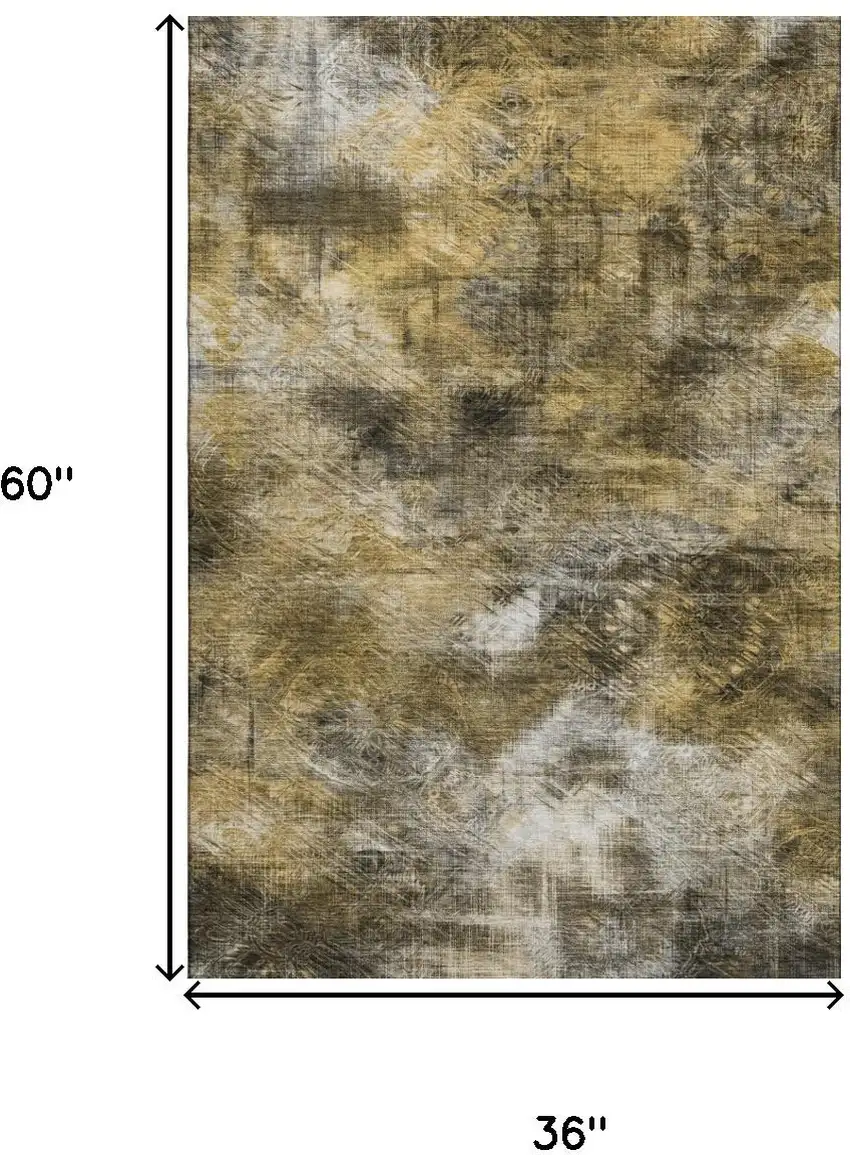 Coffee Gray And Ivory Abstract Washable Area Rug With UV Protection Photo 3